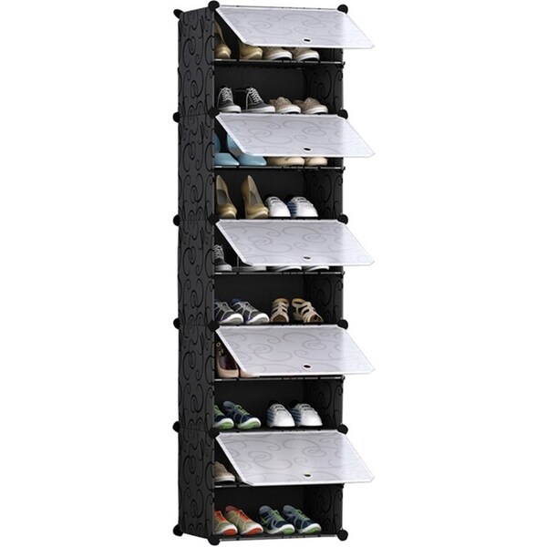 SOGA 10 Tier Shoe Rack Organizer Sneaker Footwear Storage Stackable Stand Cabinet Portable Wardrobe with Cover