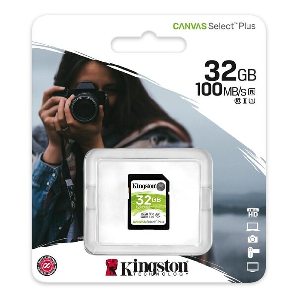 Kingston Canvas Select Plus 32GB SD Card Class 10 SDHC UHS-I Camera HD Video Memory Card 100MB/s