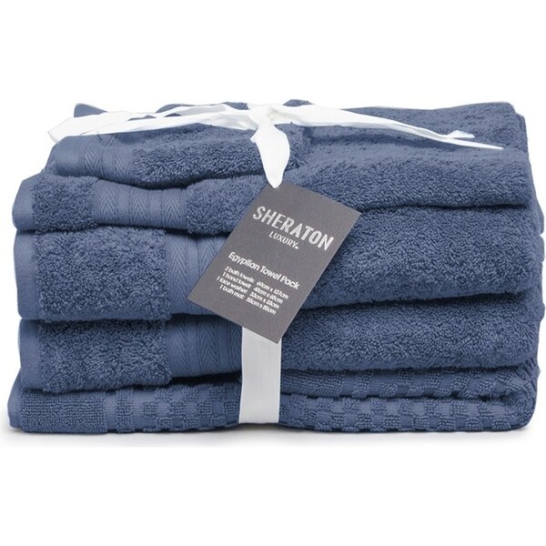 5pc Sheraton Luxury Egyptian Cotton Towel Pack Bath/Hand/Mat Face Washer Deep BL