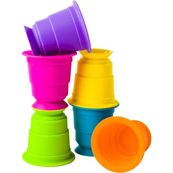 Fat Brain Toy Co Suction Kupz for 12m-5y Kids/Toddler Silicone Stacking Cups Toy