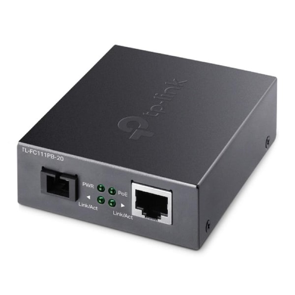 TP-LINK TL-FC111PB-20 10/100Mbps WDM Media Converter with 1-Port PoE - IEEE 802.3u, 20KM, 1310 nm TX, 1550 nm RX
