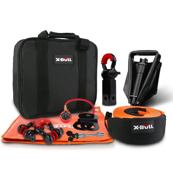 X-BULL Winch Recovery Kit 11PCS Pack Off Road Snatch Strap Essential 4WD 4x4