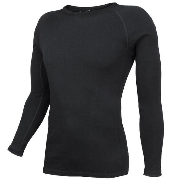 Wilderness Wear Mens L Merino Max 260 Long Sleeve Crew Neck Top Activewear BLK