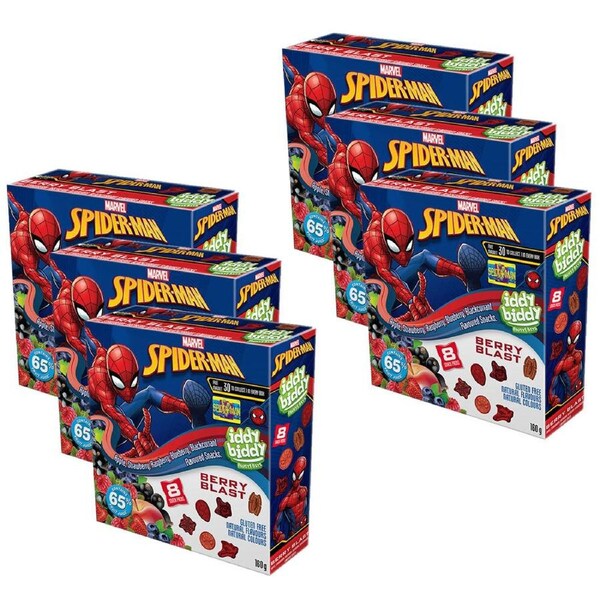 48x 20g Iddy Biddy Spiderman Mixed Berry Gummies Snack Pack Sweet/Confectionery
