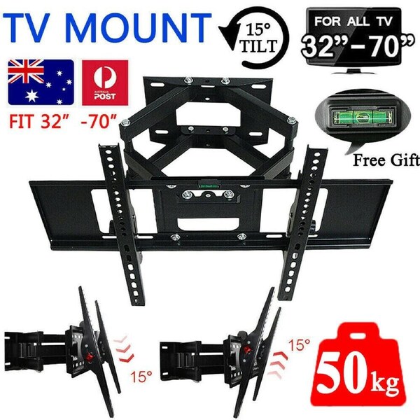 TV Wall Mount Bracket Full Motion Tilt Swivel Pivot 32 40 43 50 55 60 65 70 inch