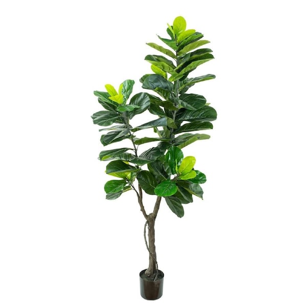 Tall 180cm Potted Faux Fiddle Fig Leaf Plant Green Artificial Flower Fake