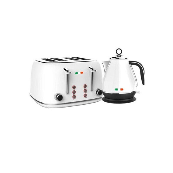 Vintage Electric kettle and Toaster Combo White Stainless Steel
