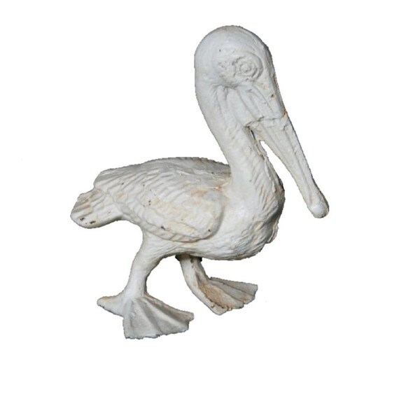 Mr Gecko Cast Iron Pelican Bird Decor Figurine Statue Antique White