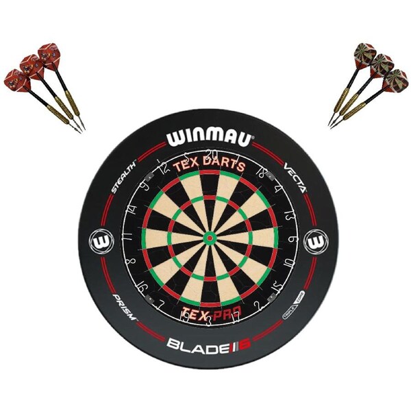 TEX PRO Bristle Professional Dart Board + Winmau Pro-Line Dartboard Surround