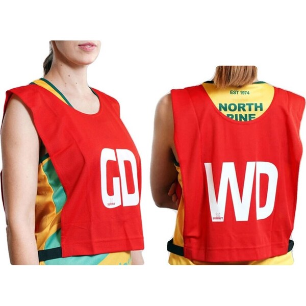 7pc Summit Team Bibs Netball Games/Sports Player Jersey Training Bib 14y+ Red