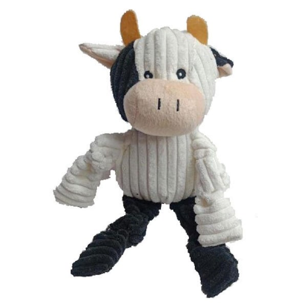 Paw Play 30cm Cow Pet/Puppy Dog Chew Bite Toy Plush Squeak Teething w/ Squeaker