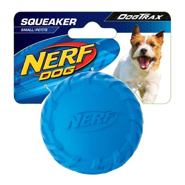 Nerf Dog 2.5" Small Tire Squeak Ball Interactive Rubber Textured Small Dog Toy