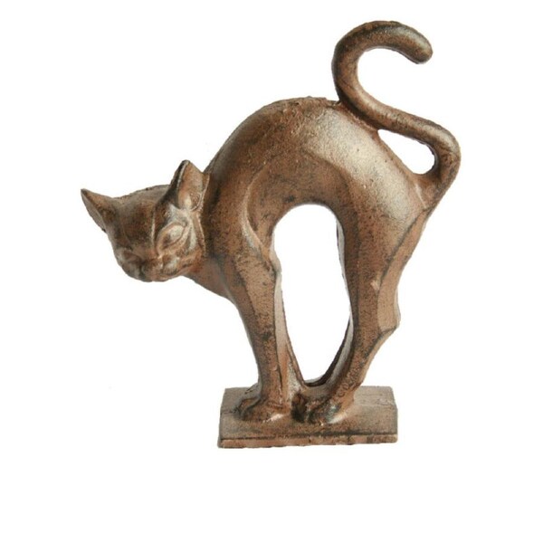 Mr Gecko Cast Iron Hand Made Cat Doorstop Statue Antique Rust
