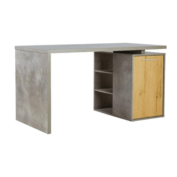 Design Square Wooden Office Study Writing Computer Desk Table 140cm W/ Storage - Grey