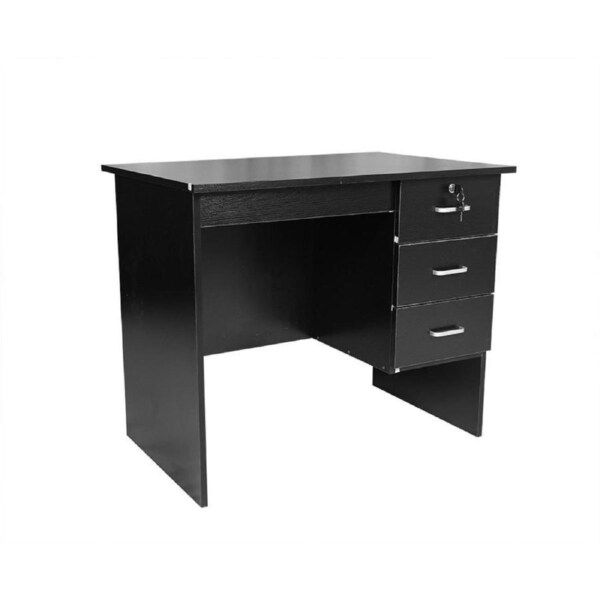 Design Square Modern Office Writing Study Computer Desk Table 120cm W/ 3-Drawers - Black