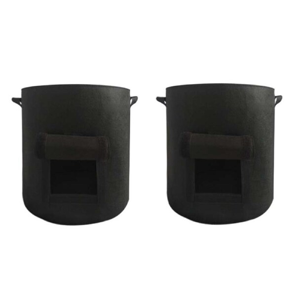 Potato Grow Bags with Flap 7 Gallon, 2 Pack Planter Pot with Handles and Harvest Window for Potato Tomato and Vegetables - Black