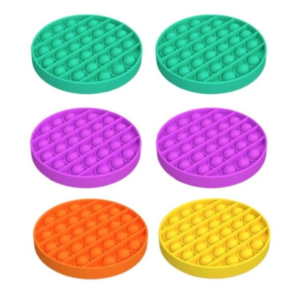 6x Kids Pop It Push Bubble Sensory Stress Relief Toy - 2x Green & 2x Purple & 1x Yellow & 1x Orange