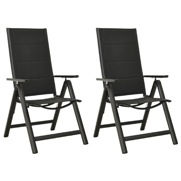 Folding Garden Chairs 2 pcs Textilene and Aluminium Black vidaXL
