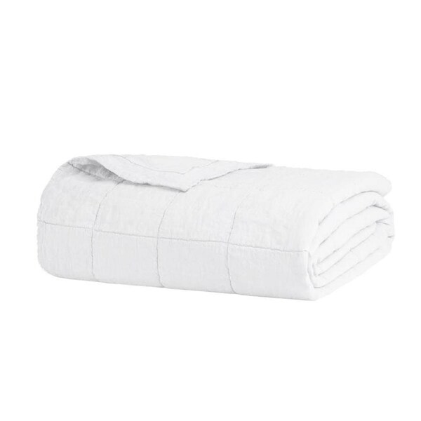 Bambury French Flax Linen Quilted Coverlet - Queen/King - Ivory