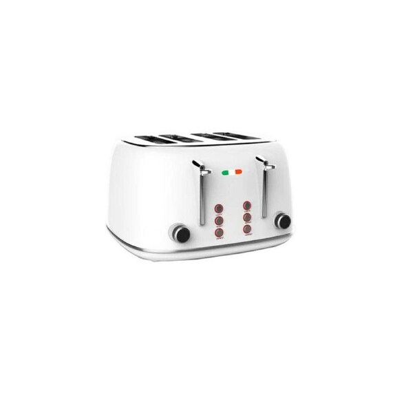 Vintage Electric 4 Slice Toaster White Stainless Steel 1650W