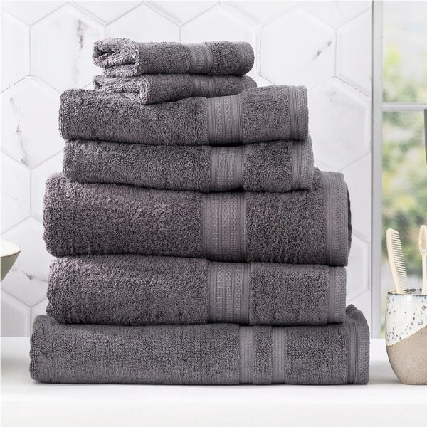 Renee Taylor Stella 650 GSM Bamboo Cotton 7 Piece Charcoal