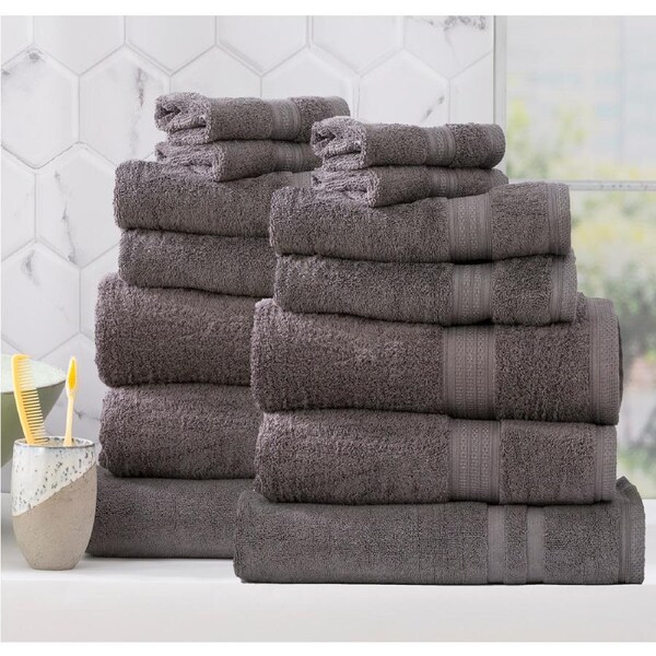 Renee Taylor Stella 650 GSM Bamboo Cotton 14 Piece Charcoal