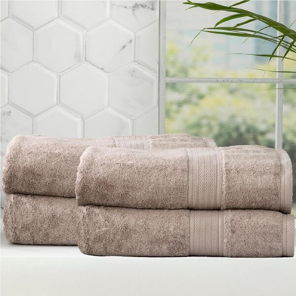 Renee Taylor Stella 650 GSM Bamboo Cotton 4 Pack Bath Sheet Pewter