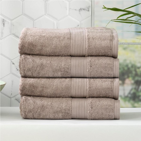 Renee Taylor Stella 650 GSM Bamboo Cotton 4 Piece Bath Towel Pewter