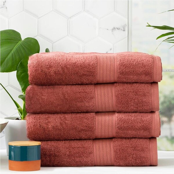 Renee Taylor Stella 650 GSM Bamboo Cotton 4 Piece Bath Towel Brick