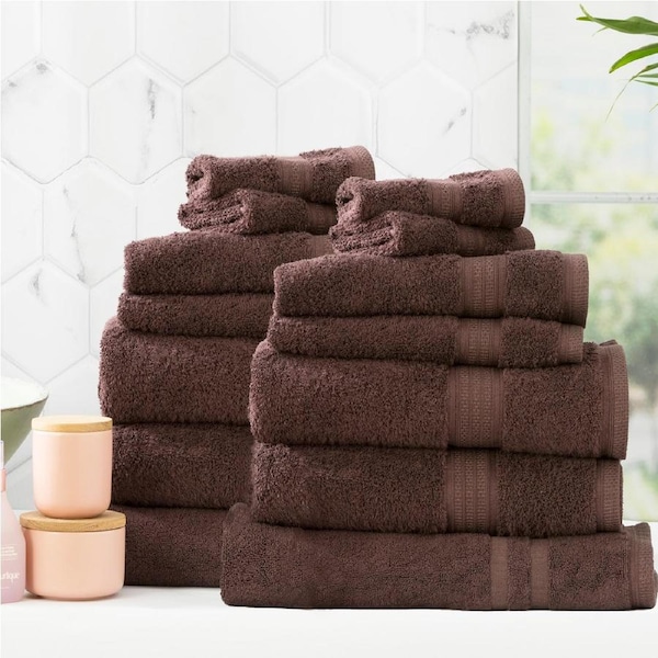 Renee Taylor Stella 650 GSM Bamboo Cotton 14 Piece Cocoa