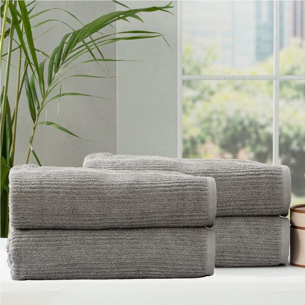Renee Taylor Cobblestone 650 GSM Cotton Ribbed Towel Packs 4pc BS Granite