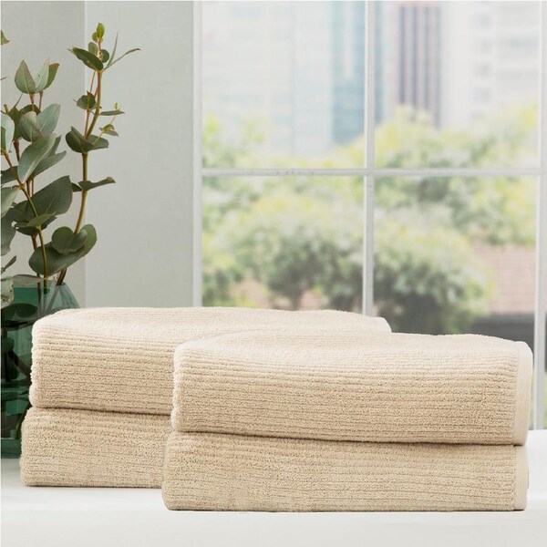 Renee Taylor Cobblestone 650 GSM Cotton Ribbed Towel Packs 4pc BS Stone