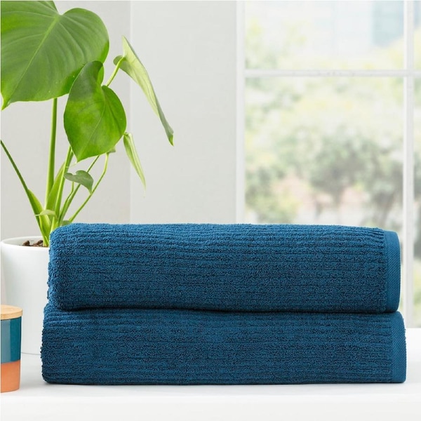 Renee Taylor Cobblestone 650 GSM Cotton Ribbed Towel Packs 2pc BS Ink