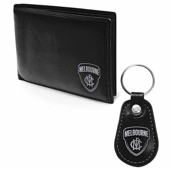 Melbourne Demons AFL Leather Wallet & Keyring Gift Pack