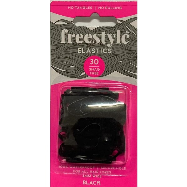 Freestyle Snag Free Hair Elastic 4mm Black - 30pc