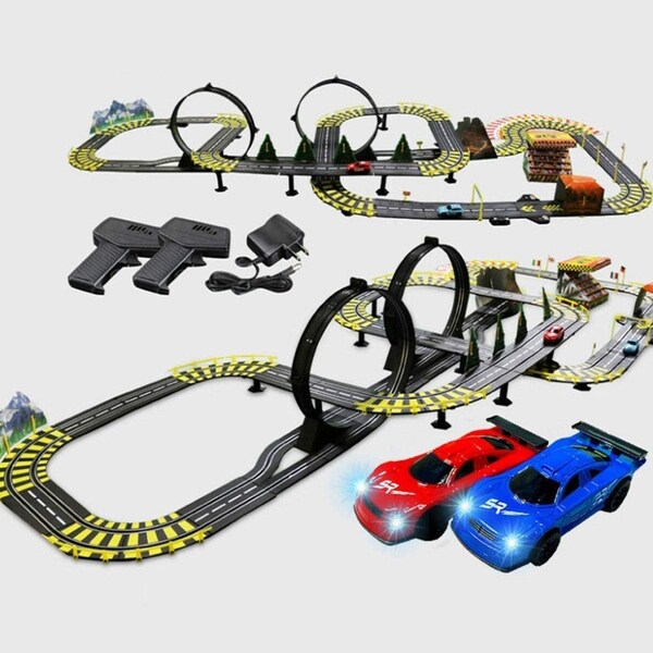 11.6m Electric Slot Car Racing Track Set with 2 Cars, 2 Controllers & AU Plug for Kids 6+