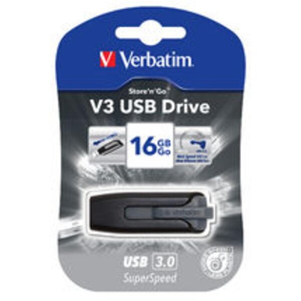 VERBATIM 16GB V3 USB3.0 Grey Store'n'Go V3; Rectractable