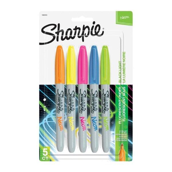 SHARPIE Neon Permanent Marker Fine Point Assorted Pack of 5