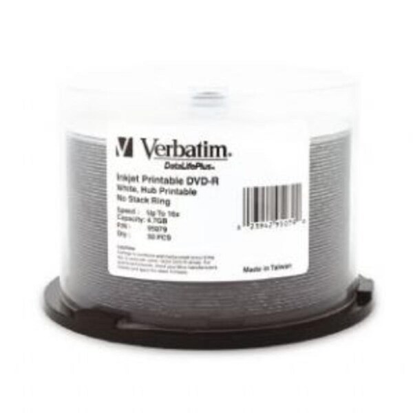 VERBATIM DVD-R 4.7GB 50Pack of White Wide Inkjet 16x