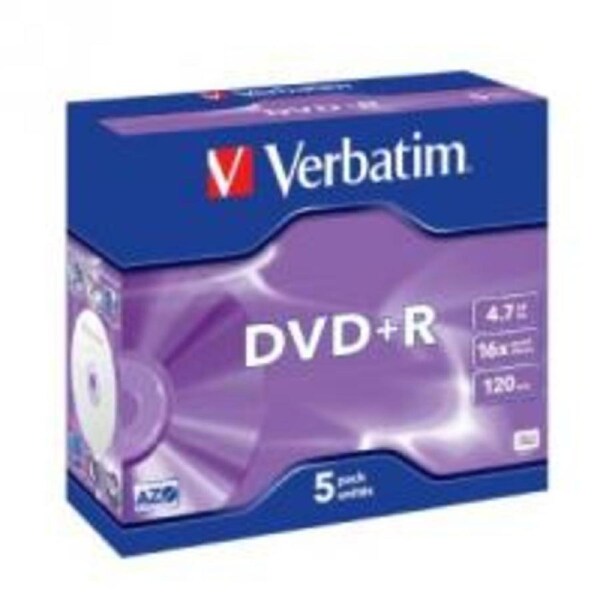VERBATIM DVD+R 16X Jewel 5pk 4.7GB