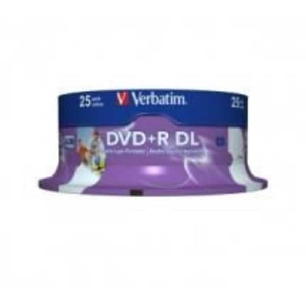 VERBATIM DVD+R DL 8.5GB 25Pack of White Wide Inkjet 8x