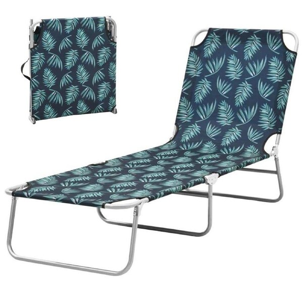 Outdoor Sun Lounger Reclining Portable Seat Camping Beach Deck Garden Chair