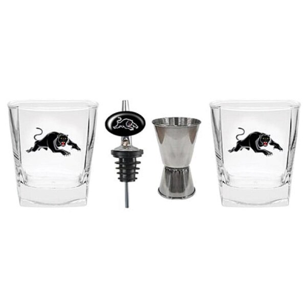 Penrith Panthers NRL Set of 2 Spirit Glasses Jigger and Pourer Gift Pack