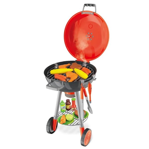 Kids Pretend BBQ Grill Barbeque Playset Toy Set with Sound LED Light Smoke 79x30x35.5CM