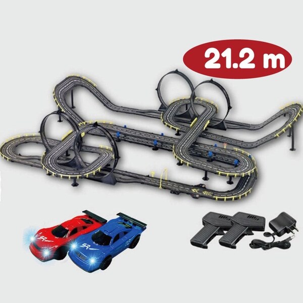 21.2 m Electric Track Racing Slot Sets Two Cars Controls Kids Vehicle Toys Gift