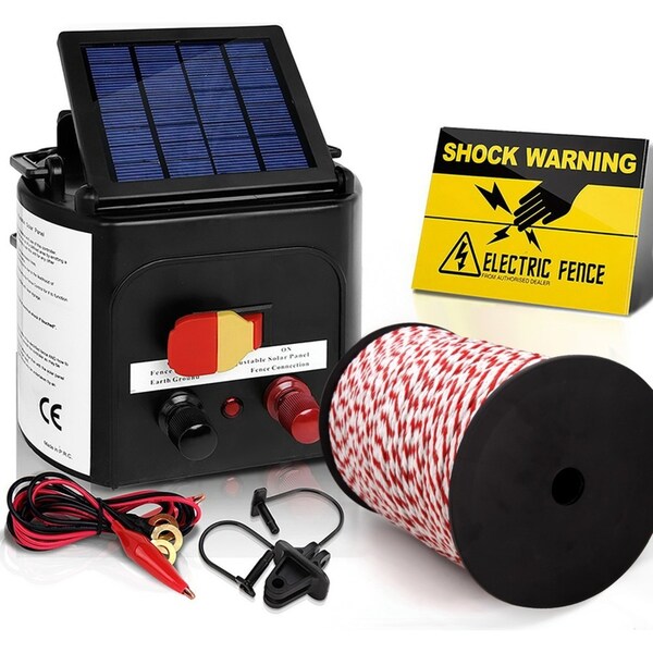 3KM Electric Fence 500M Poly Rope Energiser Giantz Solar Powered