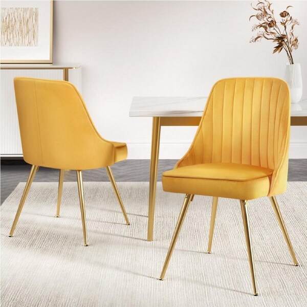 1 Set of 2 Artiss Dining Chairs Yellow
