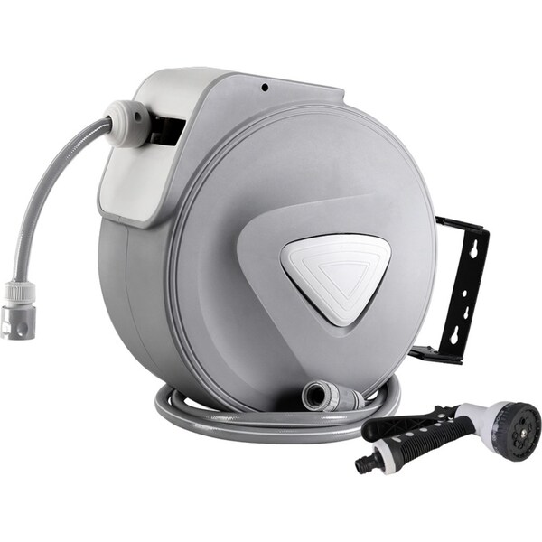 10M Green Fingers Retractable Water Hose Reel Garden Storage AutoRewind Spray Gun