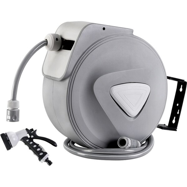 30M Green Fingers Retractable Hose Reel Garden Water Auto Rewind Spray Gun
