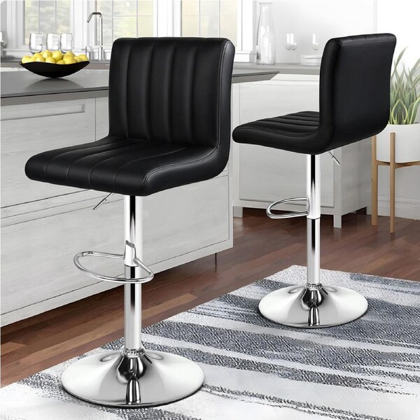 2x Alfordson Bar Stools Swivel Chair Black